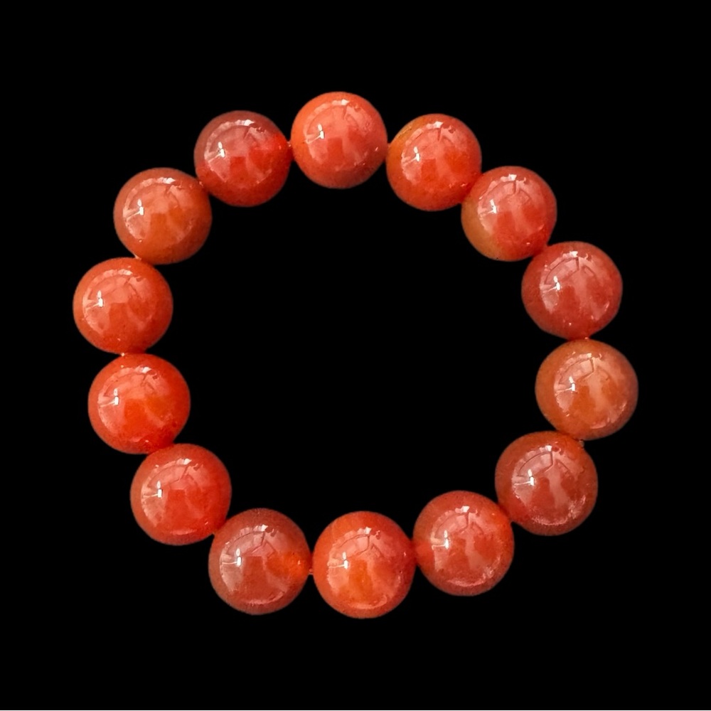 ✨Gorgeous Orange Red Large Beaded Agate Bracelet
